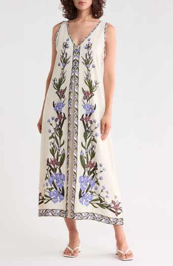 Border Print Sleeveless Maxi Dress