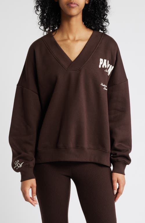 PacSun Los Angeles Embroidered Fleece Sweatshirt in Coffee Bean 