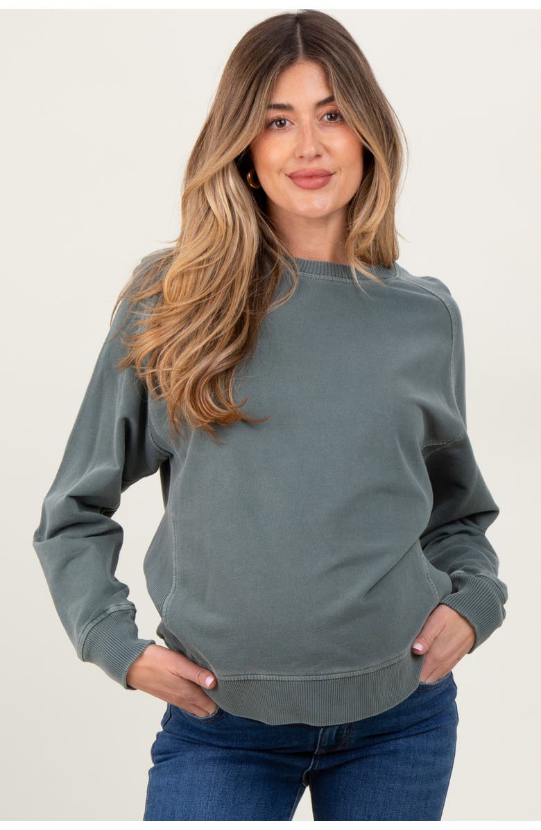 PinkBlush French Terry Vintage Wash Pullover, Alternate, color, Light Olive