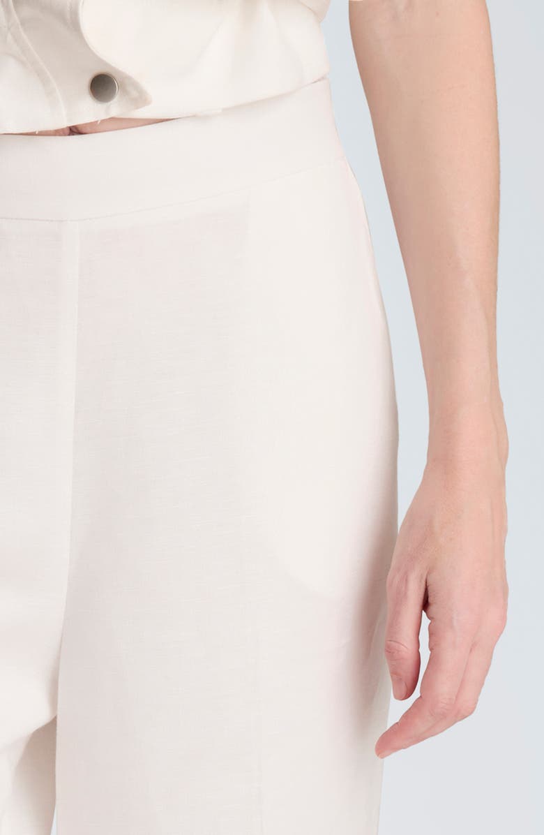 Kenneth Cole Pull-On Linen Blend Straight Leg Pants, Alternate, color, Pure White