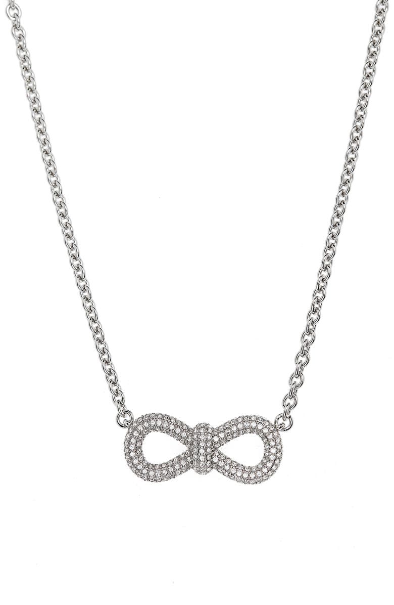 Mach & Mach Crystal Bow Necklace, Main, color, 