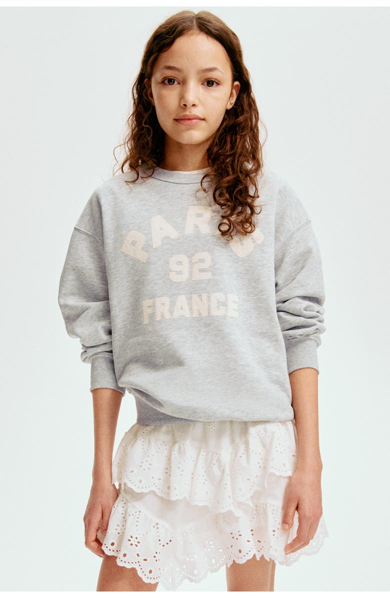 H&M Motif-detail Sweatshirt, Alternate, color, Light Gray Melange/Paris