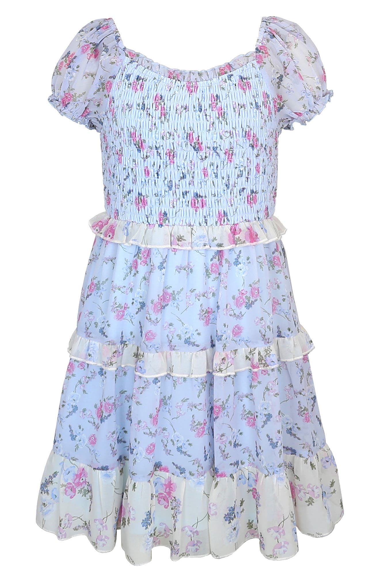 Zunie Kids' Floral Ruffle Tiered Dress