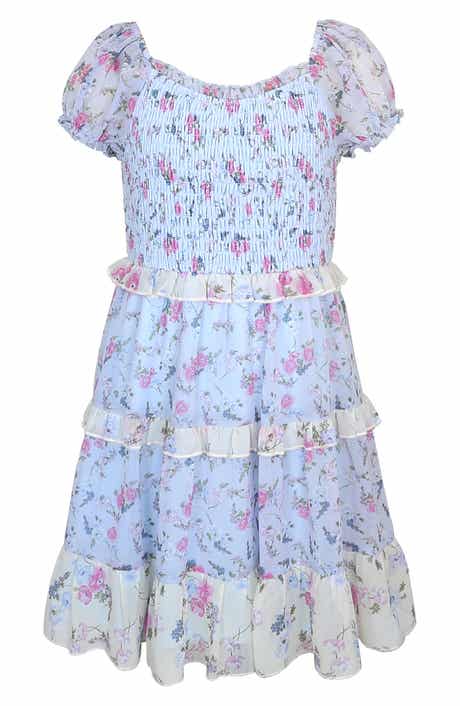 Zunie Kids' Floral Ruffle Tiered Dress