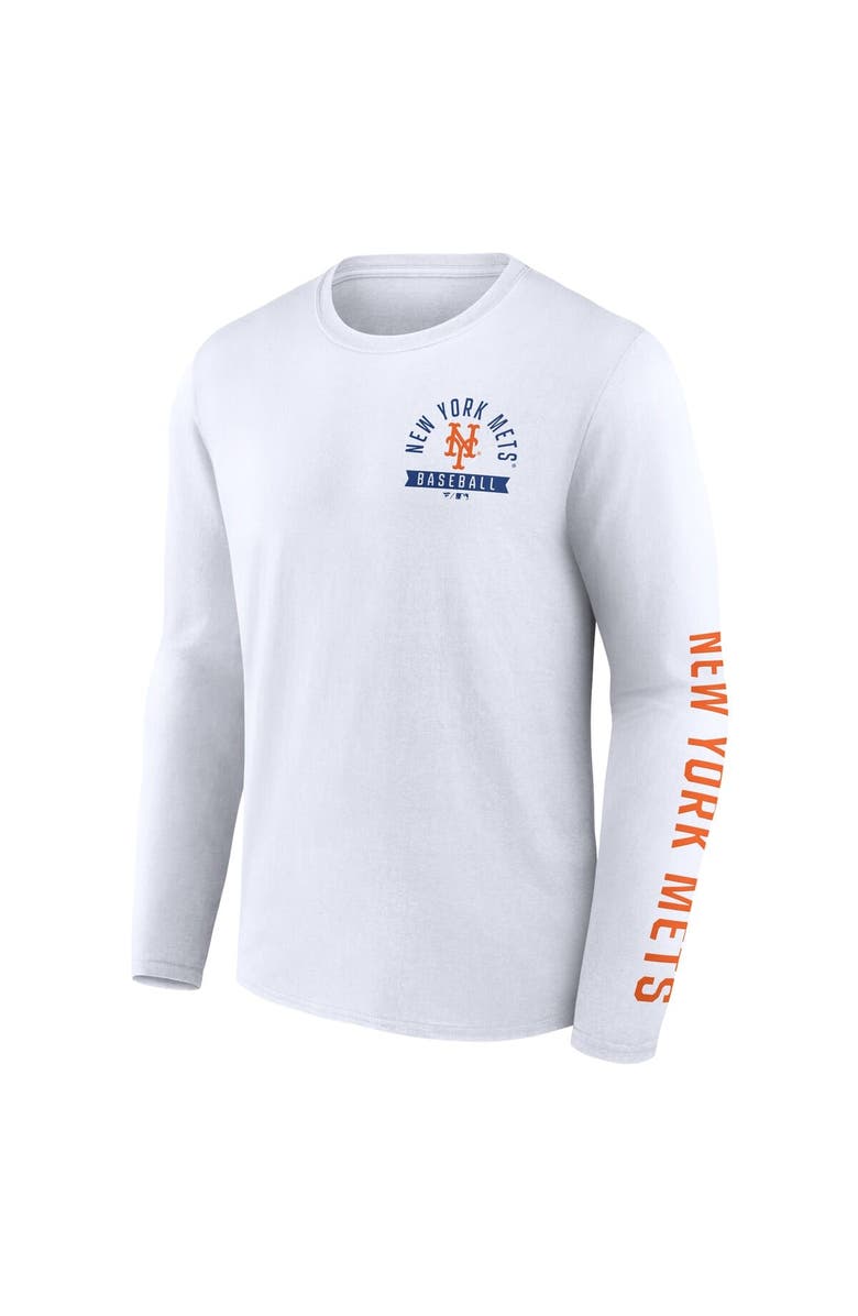 FANATICS Men's Fanatics White New York Mets Press Box Long Sleeve T-Shirt, Alternate, color, White