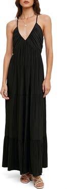 WISHLIST Pleated Satin Maxi Dress