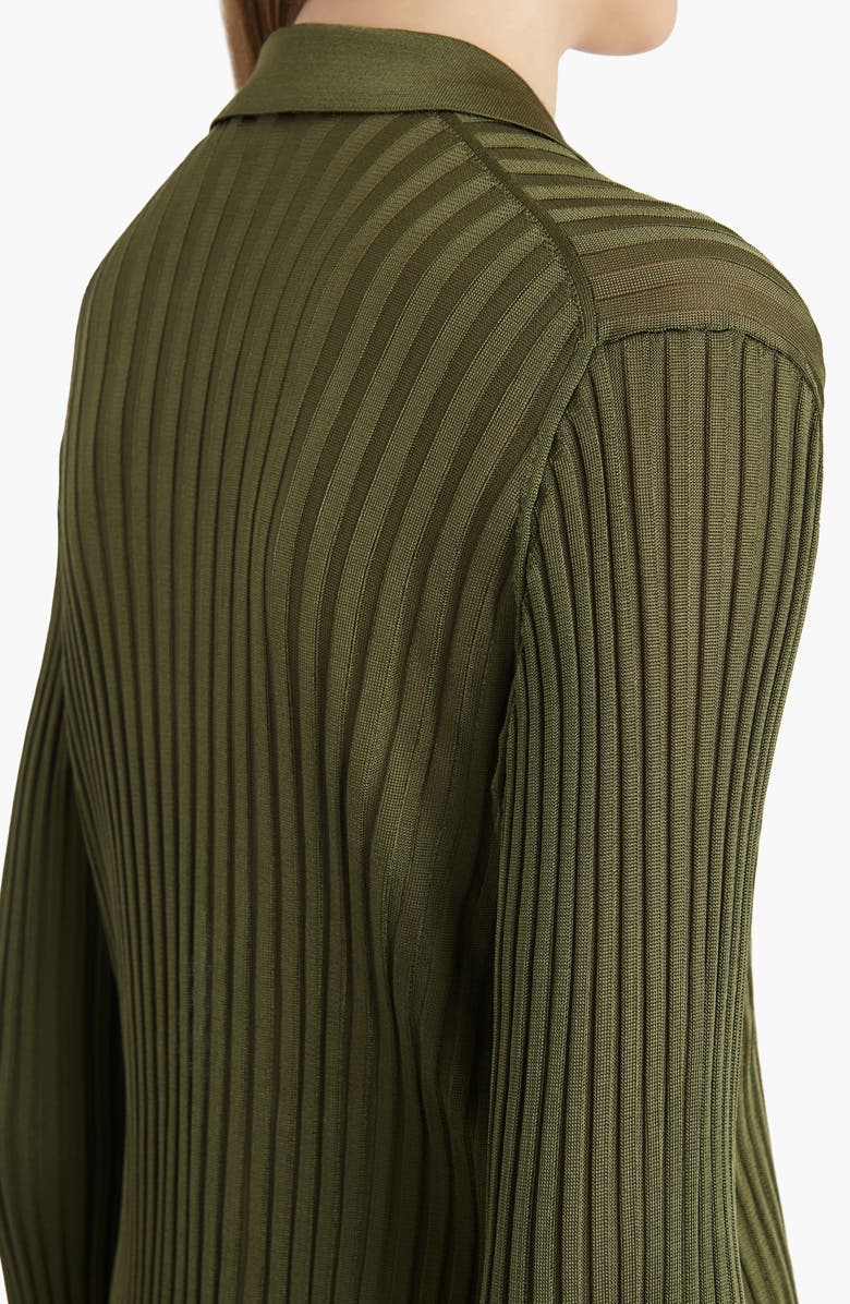 Khaite Vin Rib Polo Sweater, Alternate, color, Olive