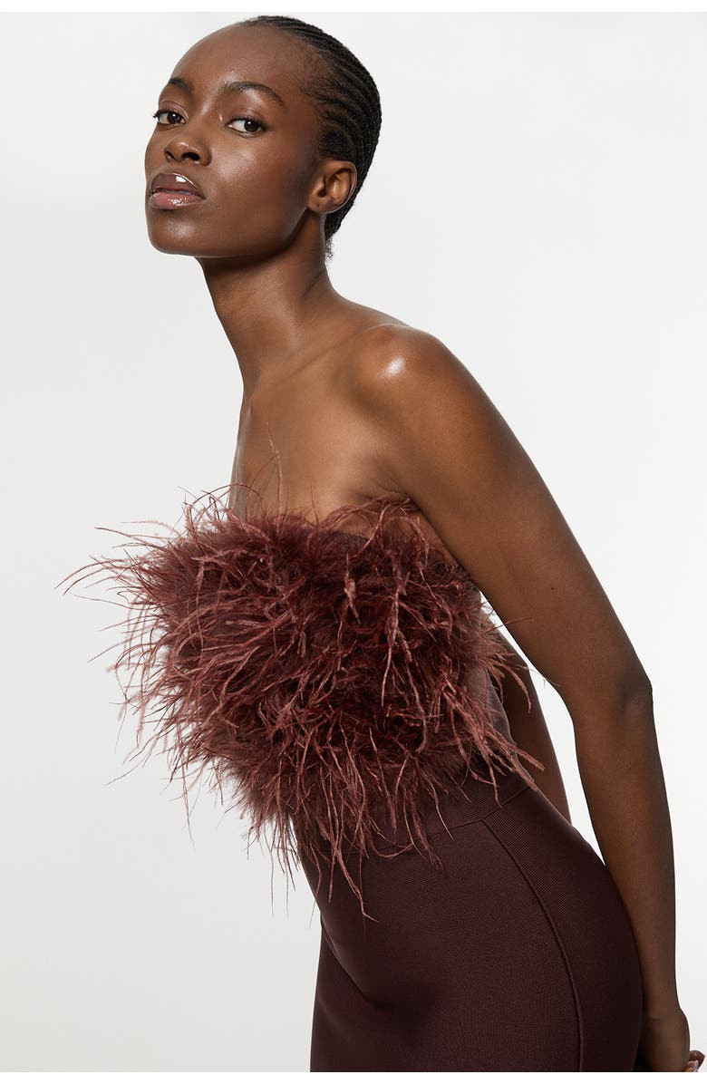 Karen Millen Feather Detail Knit Midi Dress, Alternate, color,