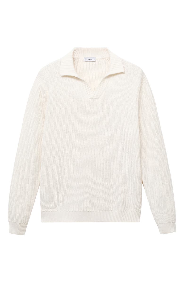 MANGO Structured Cotton Polo Sweater, Alternate, color, Off White