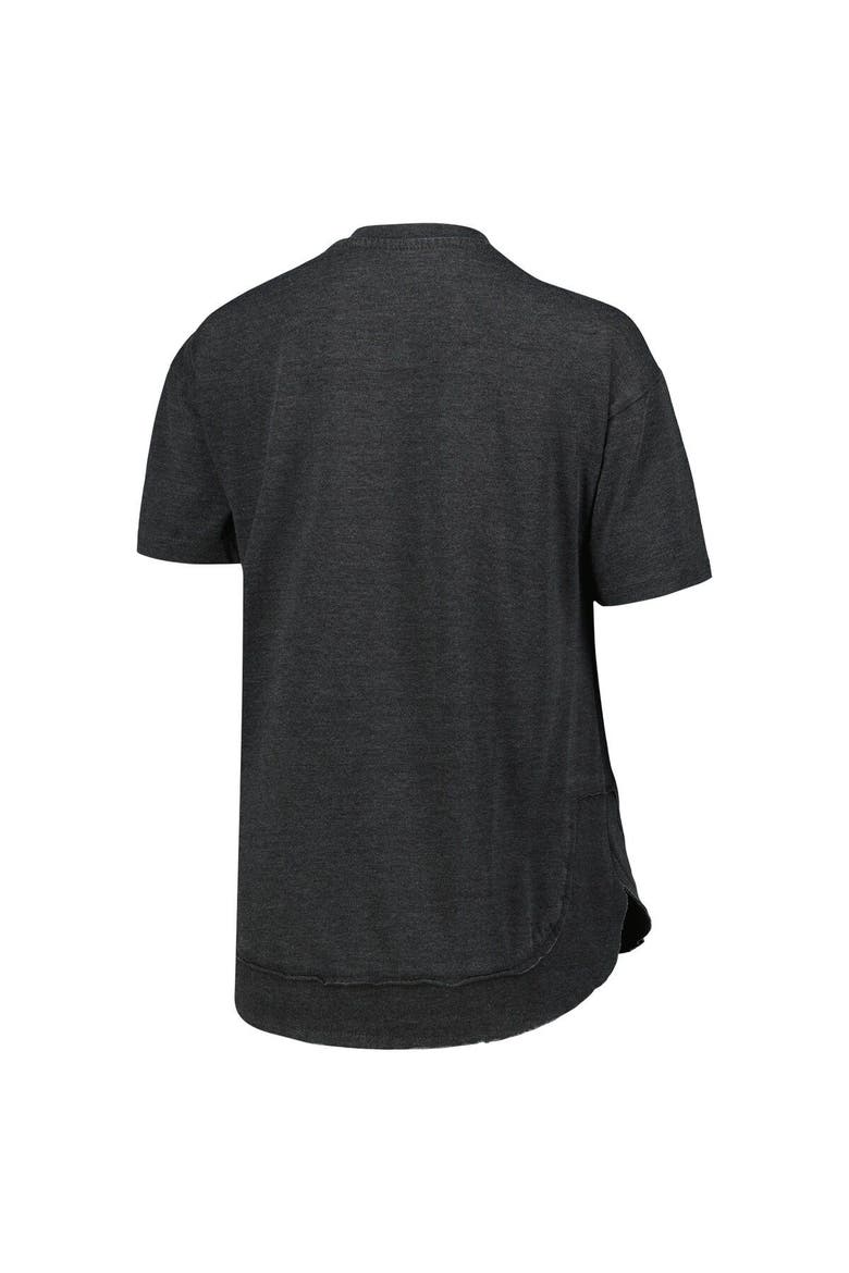 Women's Pressbox Heathered Black Purdue Boilermakers Arch Poncho T-Shirt, Alternate, color, Heather Black