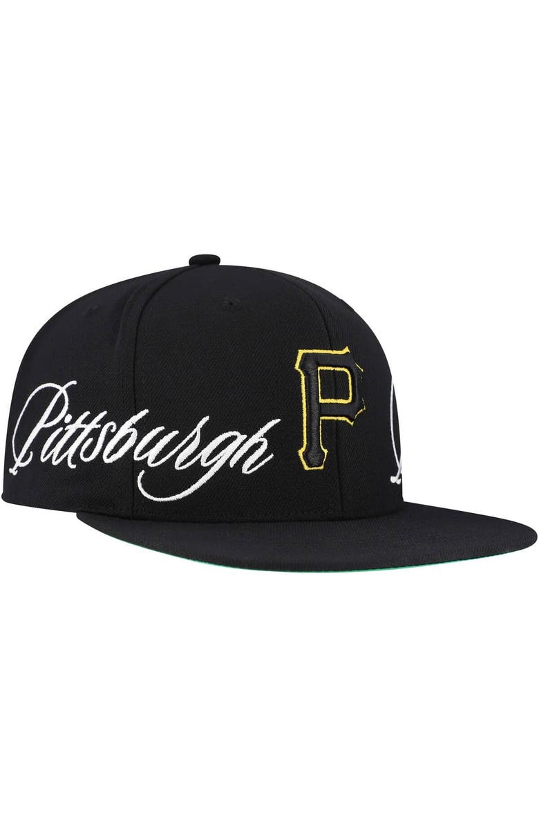 Mitchell & Ness Men's Mitchell & Ness Black Pittsburgh Pirates Just Don x MLB Lux Script Snapback Hat, Alternate, color, Black