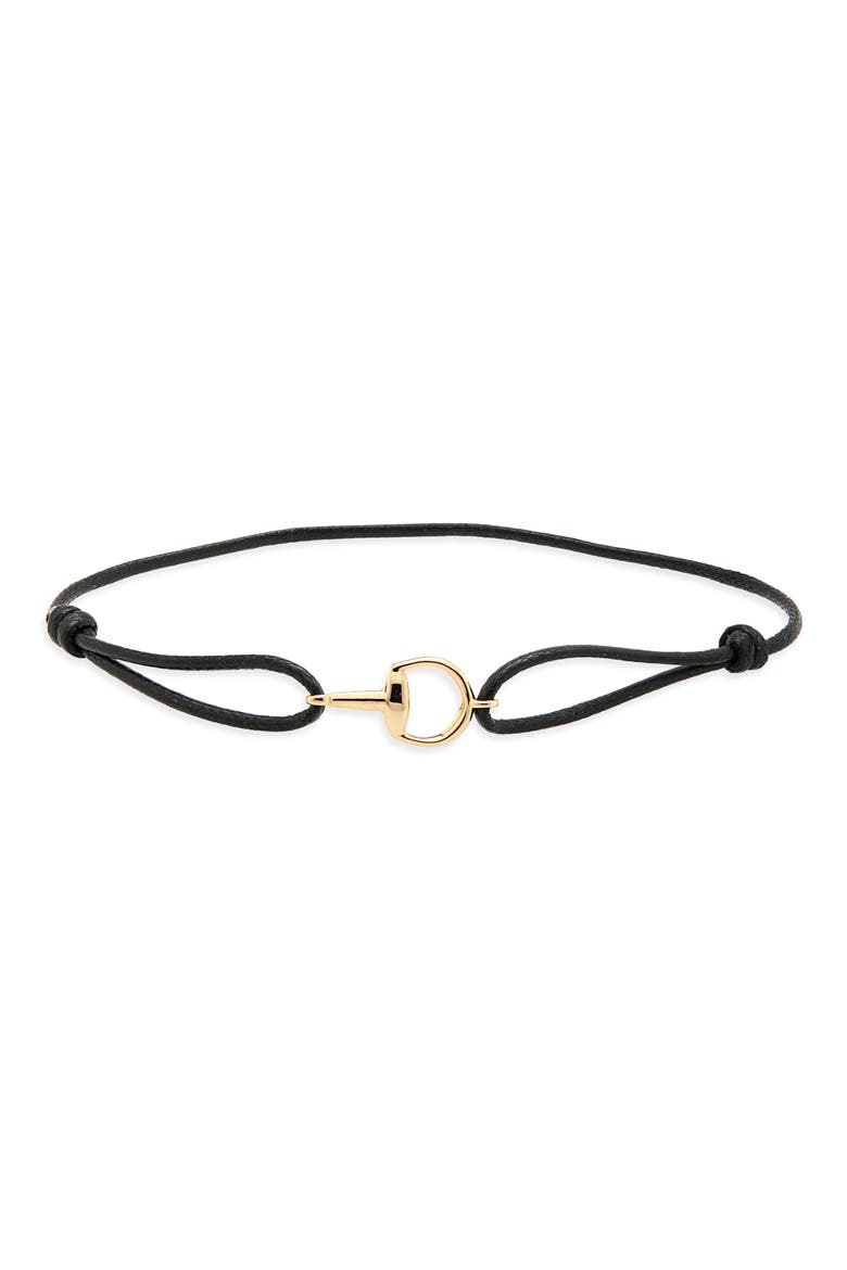 Horsebit Charm Cord Bracelet, Main, color, GOLD BLACK