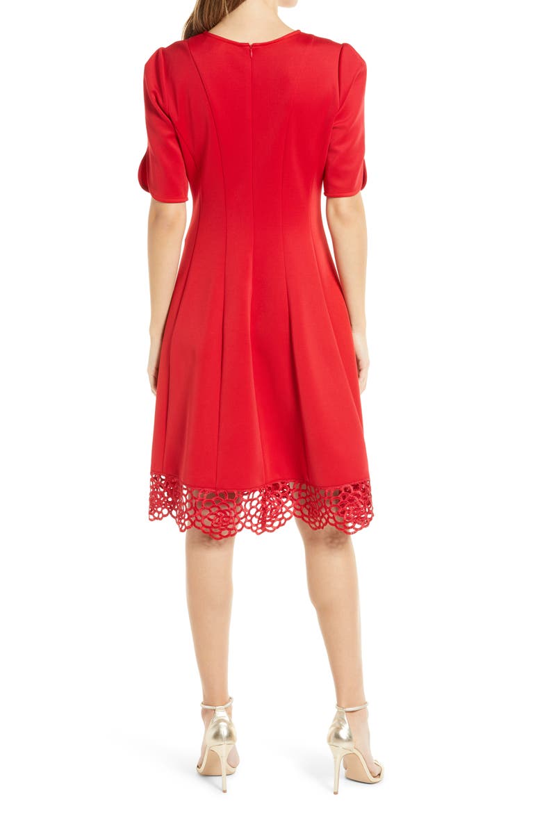 Donna Ricco Tulip Fit & Flare Dress, Alternate, color, RED