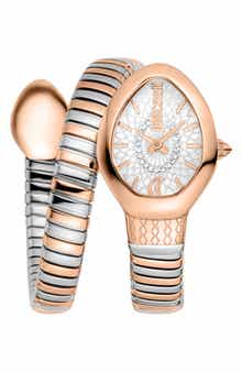 Just Cavalli Snake Wraparound Bracelet Watch, 20mm x 34.5mm