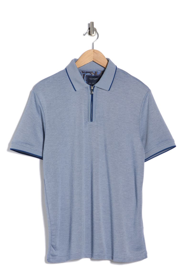 Tipped Quarter Zip Knit Polo, Alternate, color, NAVY