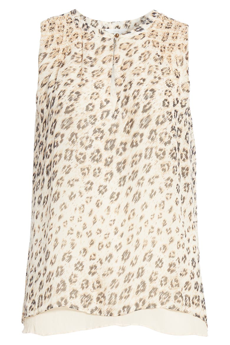 Corie Leopard Print Sleeveless Silk Top, Alternate, color, CAPPUCCINO