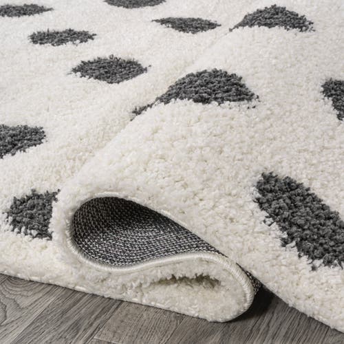Jonathan Y Pere Modern Charcoal Dot Shag Area Rug In White/gray