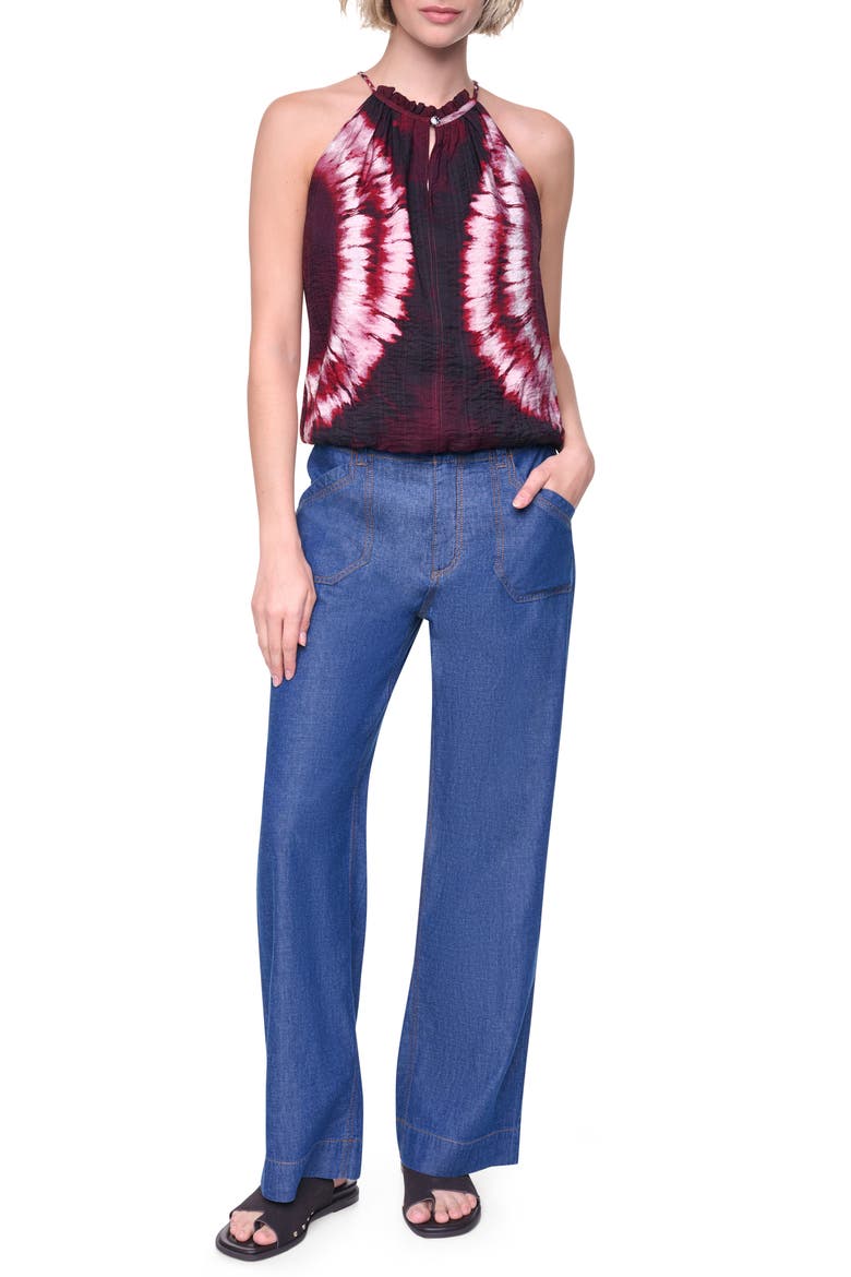 Tie Dye Bubble Hem Sleeveless Shirt, Alternate, color, FIREWORK TIEDYE