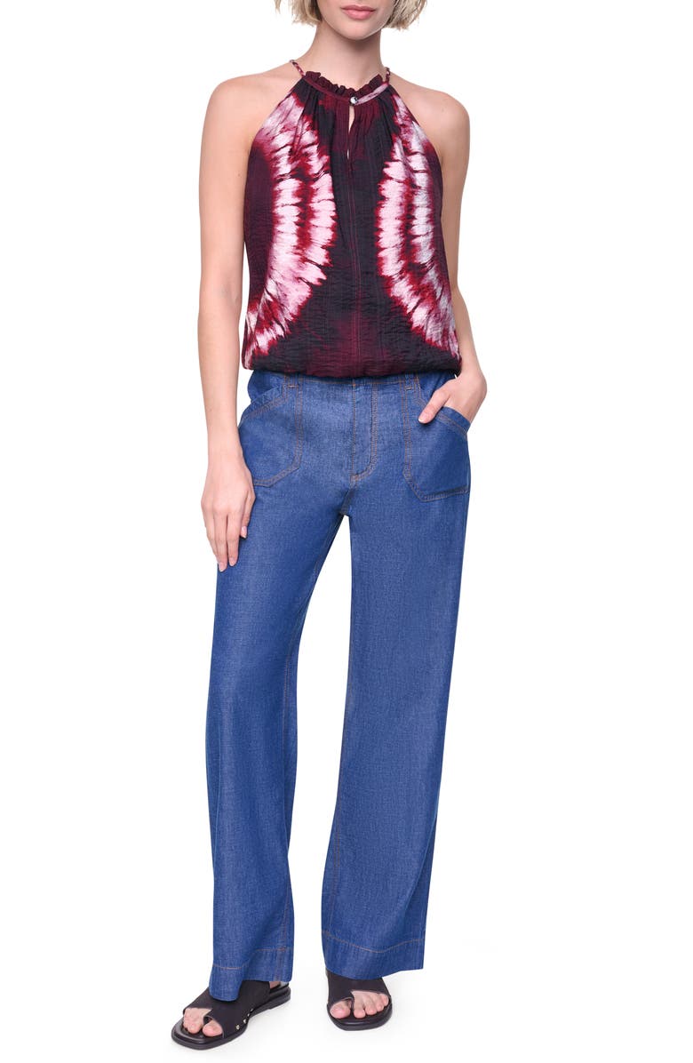 DKNY Tie Dye Bubble Hem Sleeveless Shirt, Alternate, color, Firework Tiedye