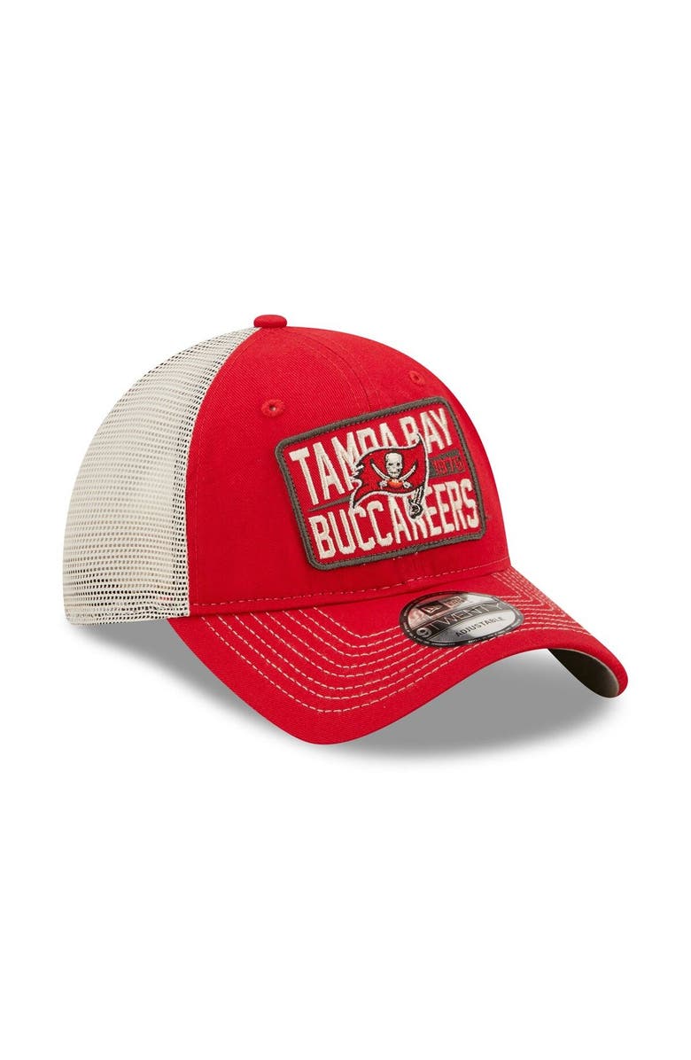 New Era Men's New Era Red/Natural Tampa Bay Buccaneers Devoted Trucker 9TWENTY Snapback Hat, Alternate, color,