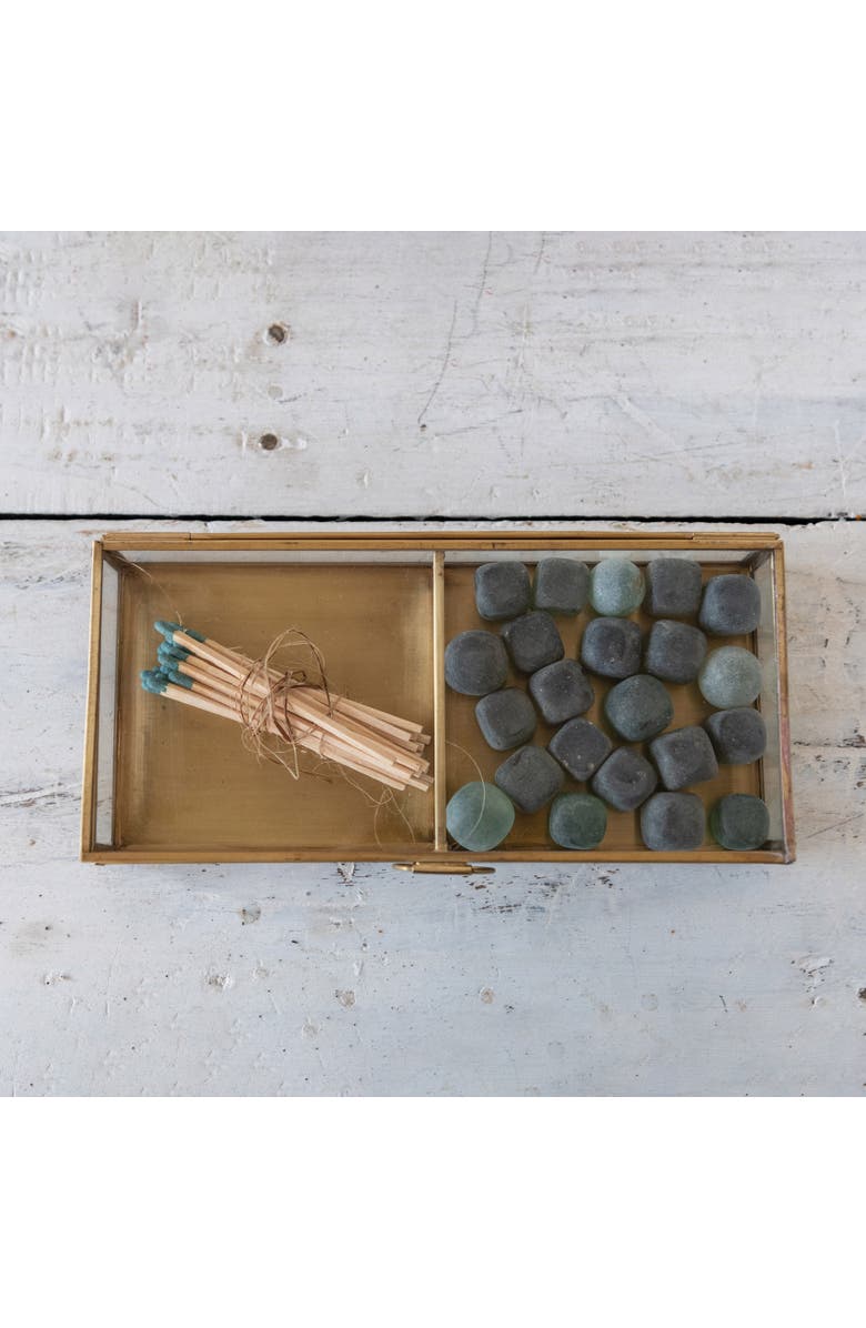 Storied Home Brass and Glass Display Box with Two Compartments, Clear, Alternate, color, Brass
