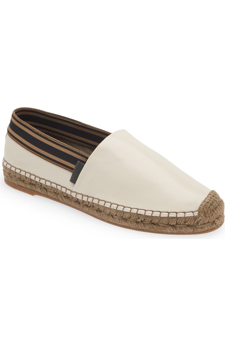 Brunello Cucinelli Leather Espadrille Flat, Main, color,