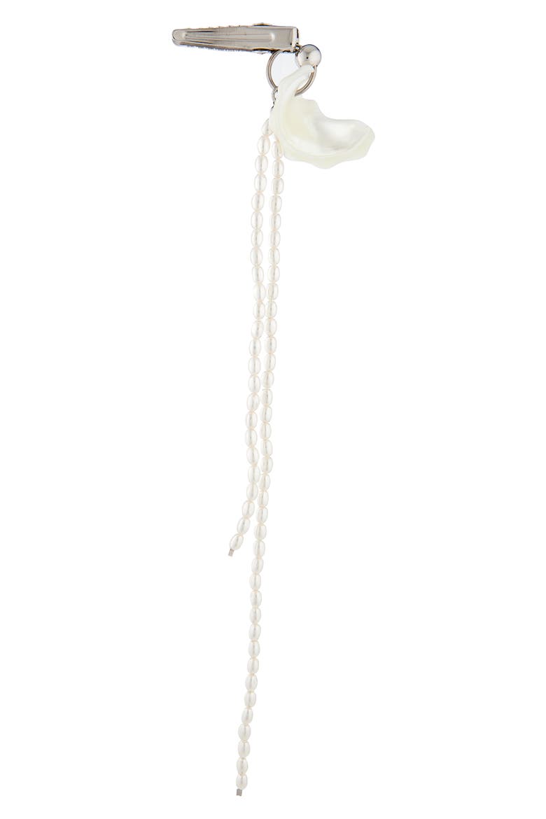 Alba Seashell & Faux Pearl Hair Clip, Alternate, color, PALLADIUM