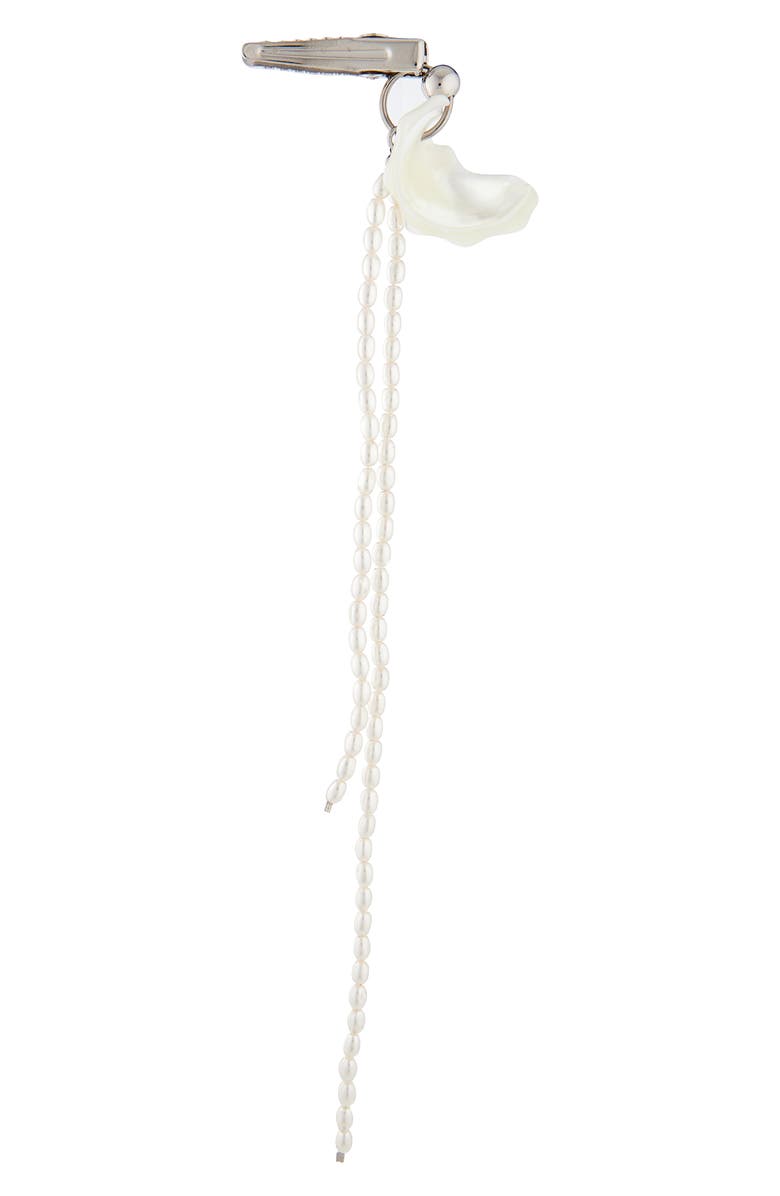 Justine Clenquet Alba Seashell & Faux Pearl Hair Clip, Alternate, color, Palladium
