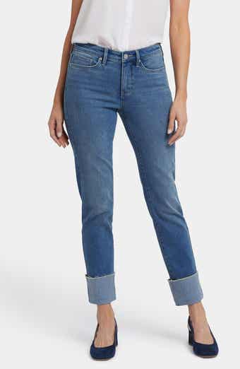 NYDJ Sheri High Waist Stripe Cuff Slim Ankle Jeans
