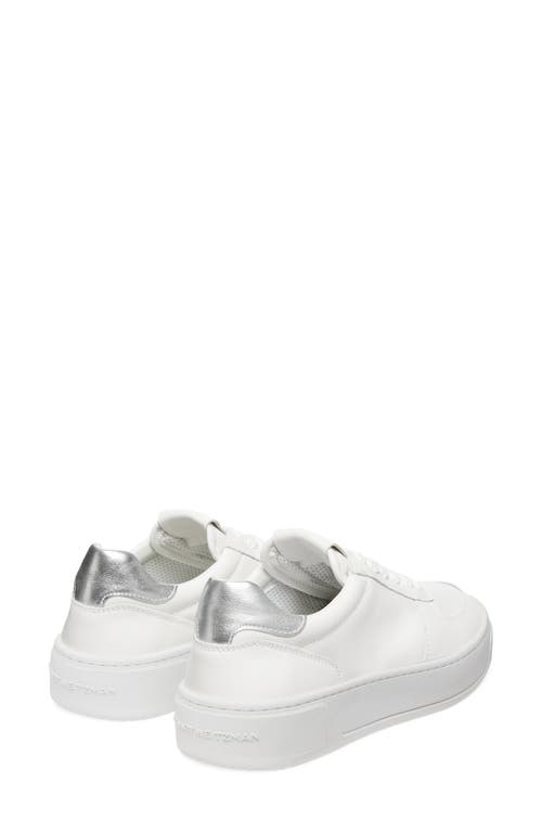Stuart Weitzman Courtside Sneaker In White/silver Leather