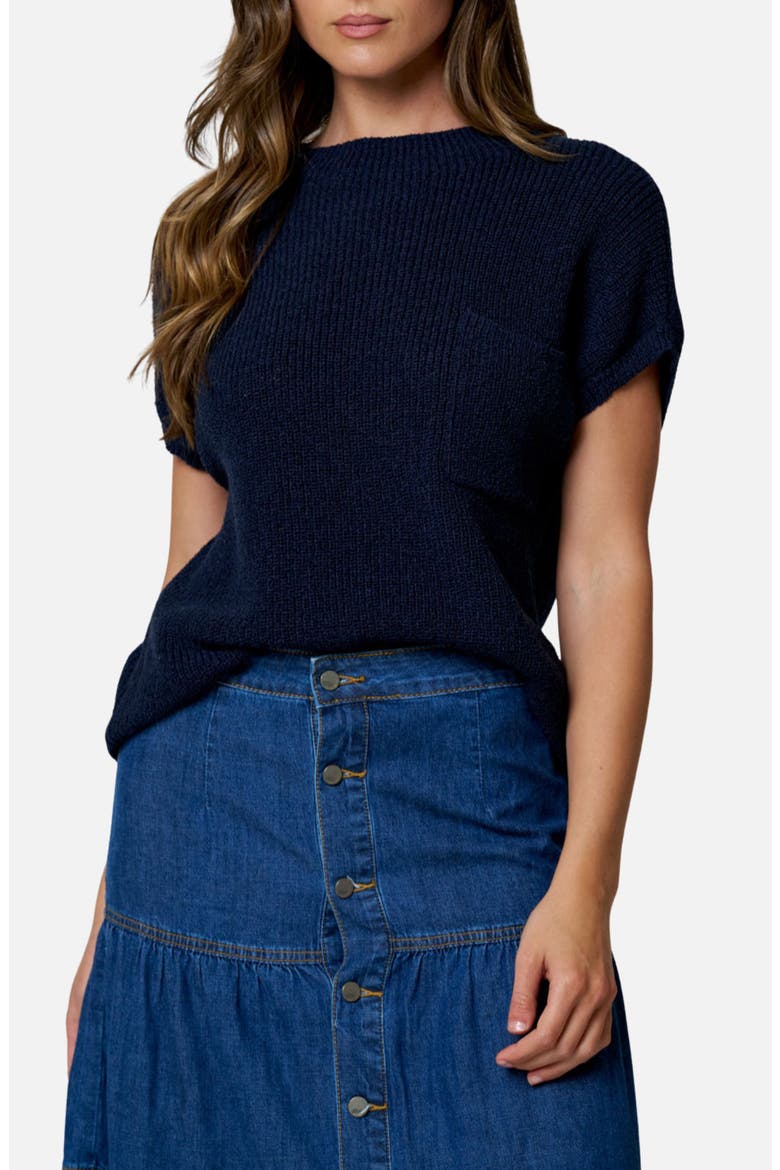 Short Sleeve Sweater, Main, color, NAVY