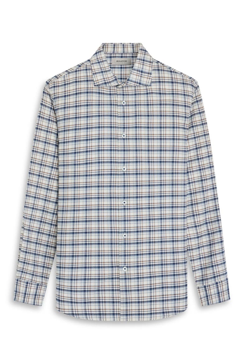 Axel Shaped Fit Plaid Cotton & Cashmere Button-Up Shirt, Alternate, color, MARINE BLUE