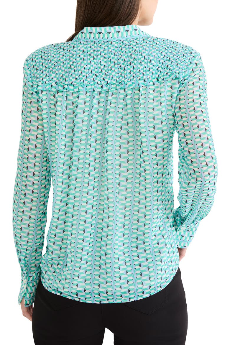 Geo Steps Relaxed FIt Chiffon Button-Up Shirt, Alternate, color, GREEN MULTI