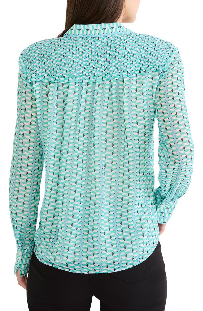 NIC+ZOE Geo Steps Relaxed FIt Chiffon Button-Up Shirt, Alternate, color, 