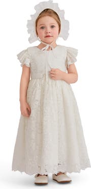 Tulleen Velloria Lace Christening Dress with Bonnet