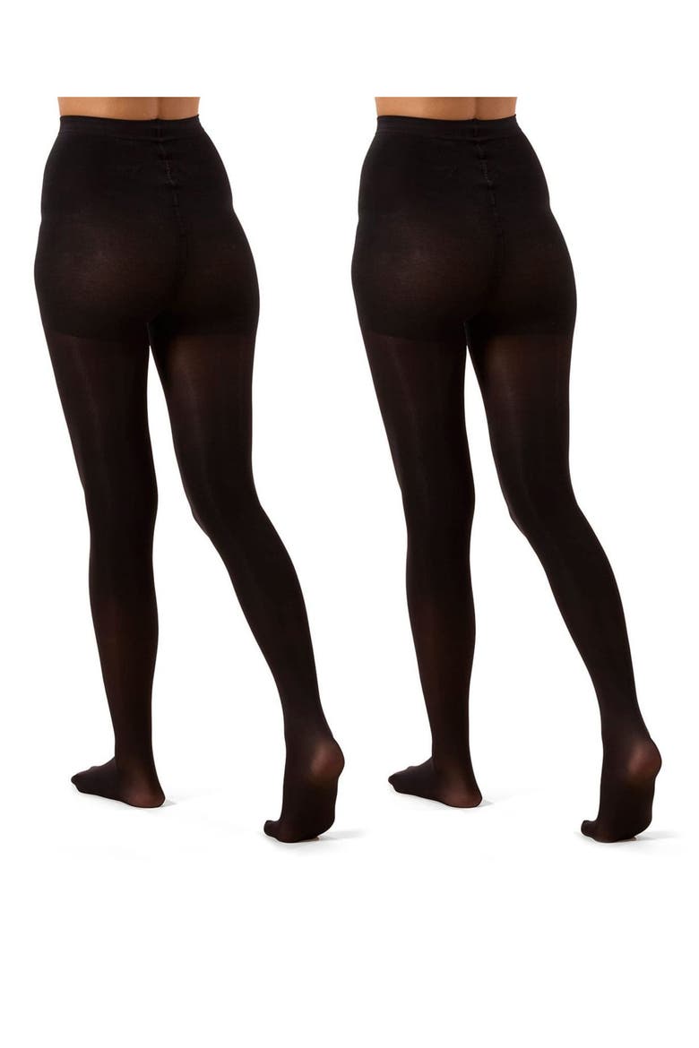 2-Pack Opaque Control Top Tights, Alternate, color, BLACK
