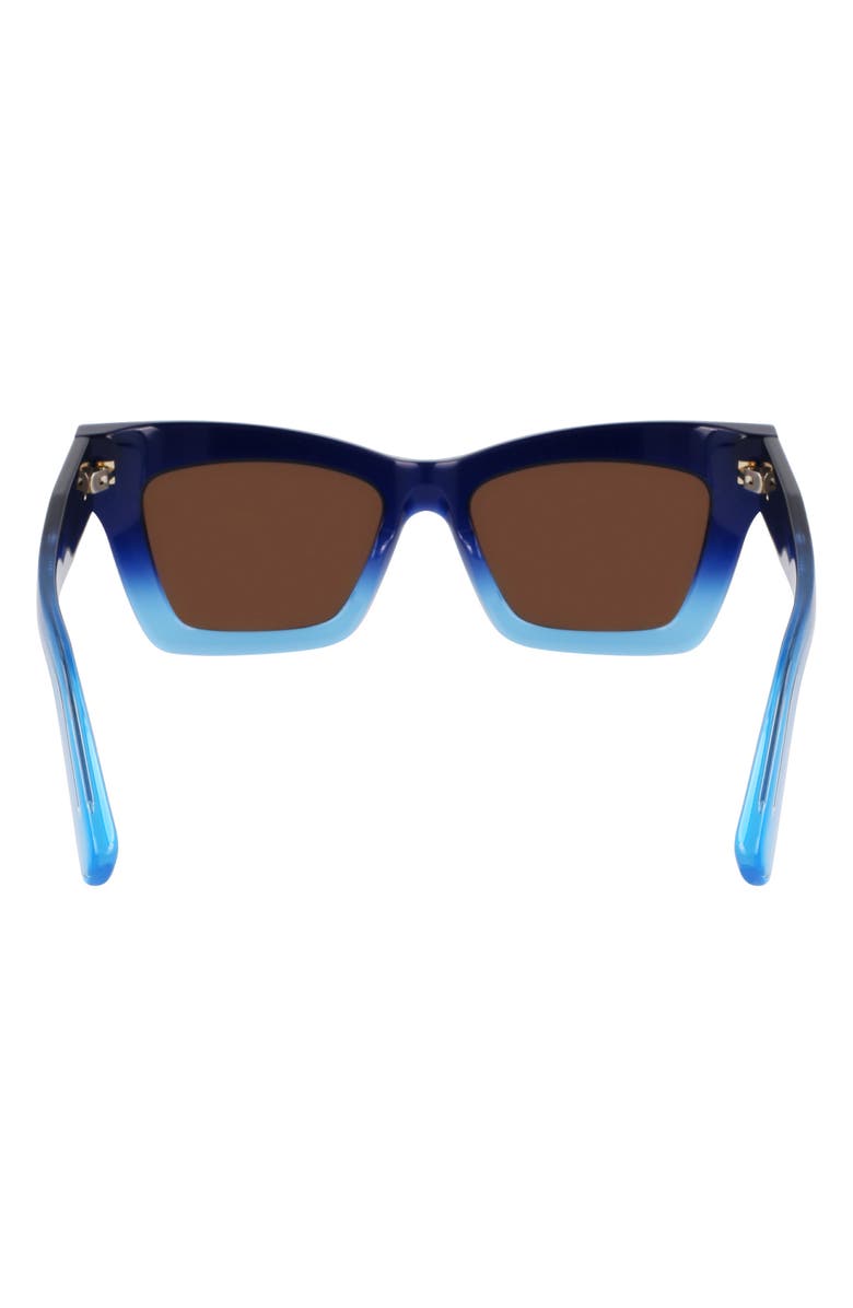 FERRAGAMO Prisma 52mm Modified Rectangular Sunglasses, Alternate, color, Gradient Dark Blue Transparent