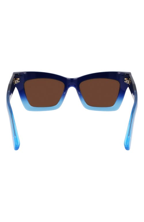 Ferragamo Prisma 52mm Modified Rectangular Sunglasses In Gradient Dark Blue Transparent