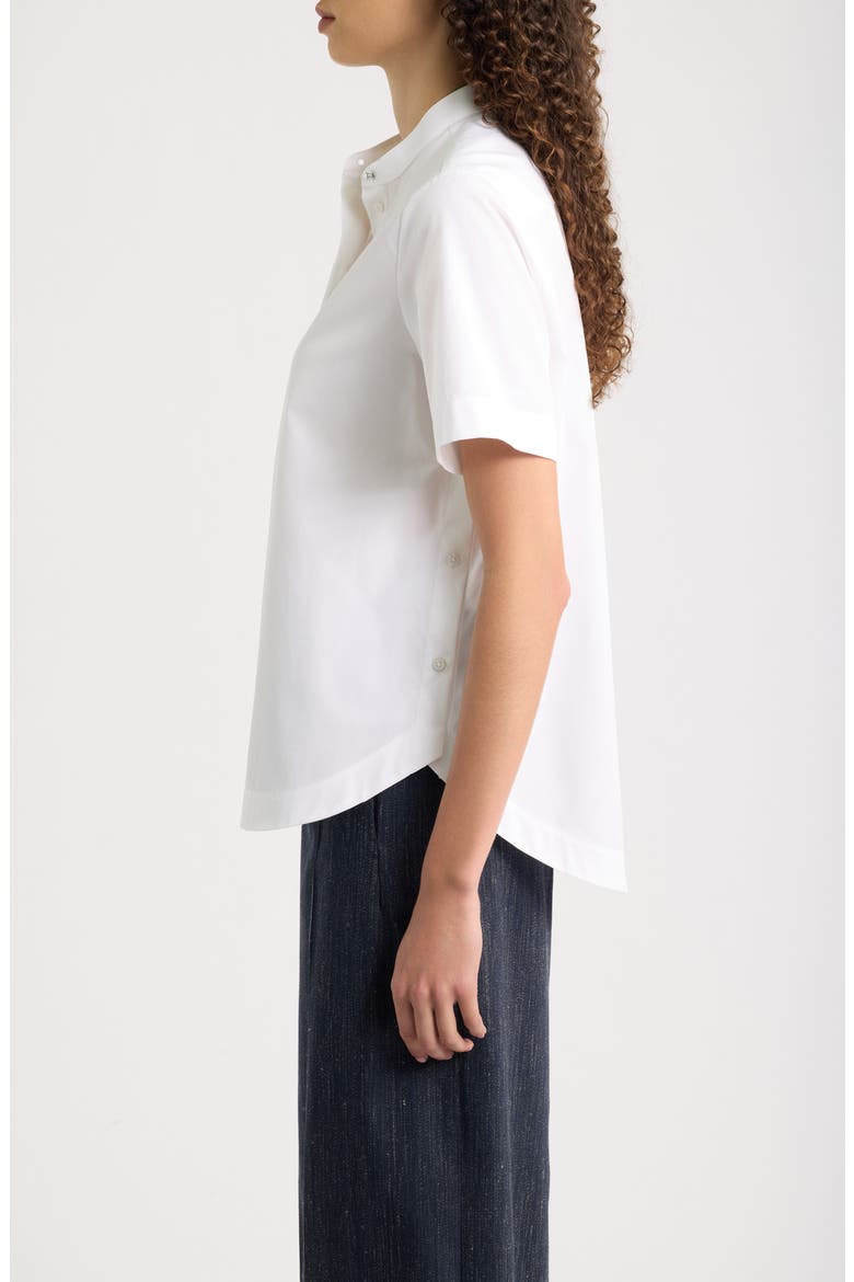 Boceta Band Collar Short Sleeve Cotton Shirt, Alternate, color, BRIGHT WHITE
