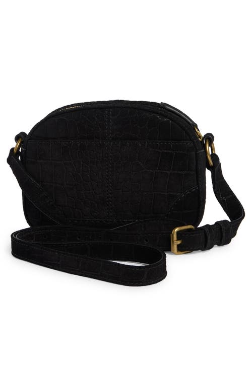 Frye Melissa Croc Embossed Camera Bag In Black