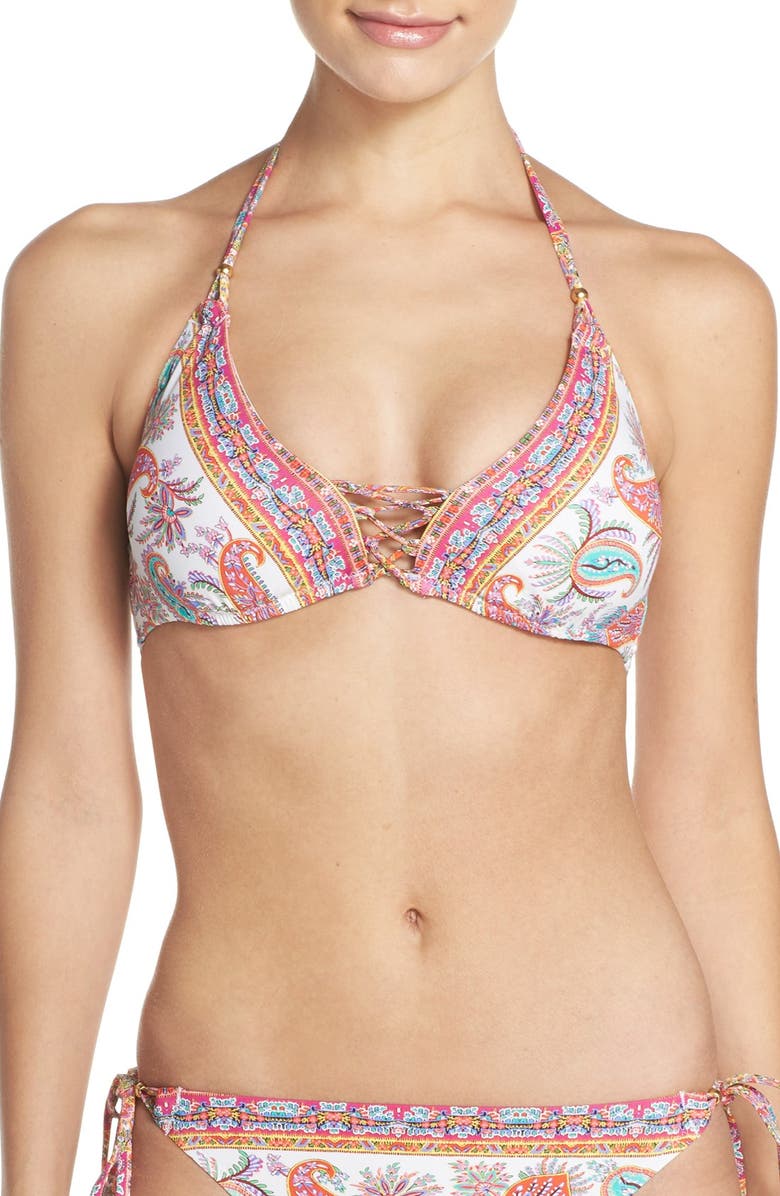 Nanette Lepore 'Gypsy Queen Vixen' Halter Bikini Top, Main, color,