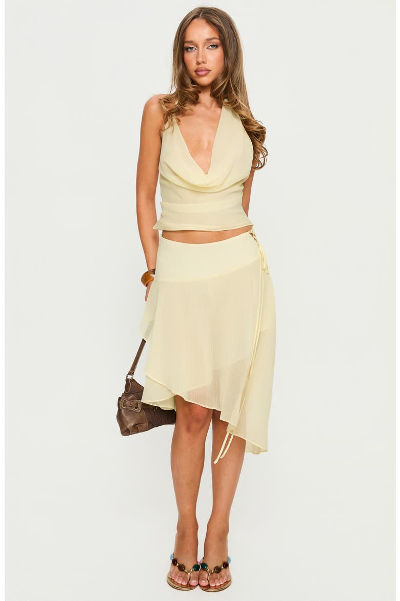 Evaleine Cowl Neck Chiffon Halter Top, Alternate, color, BABY YELLOW