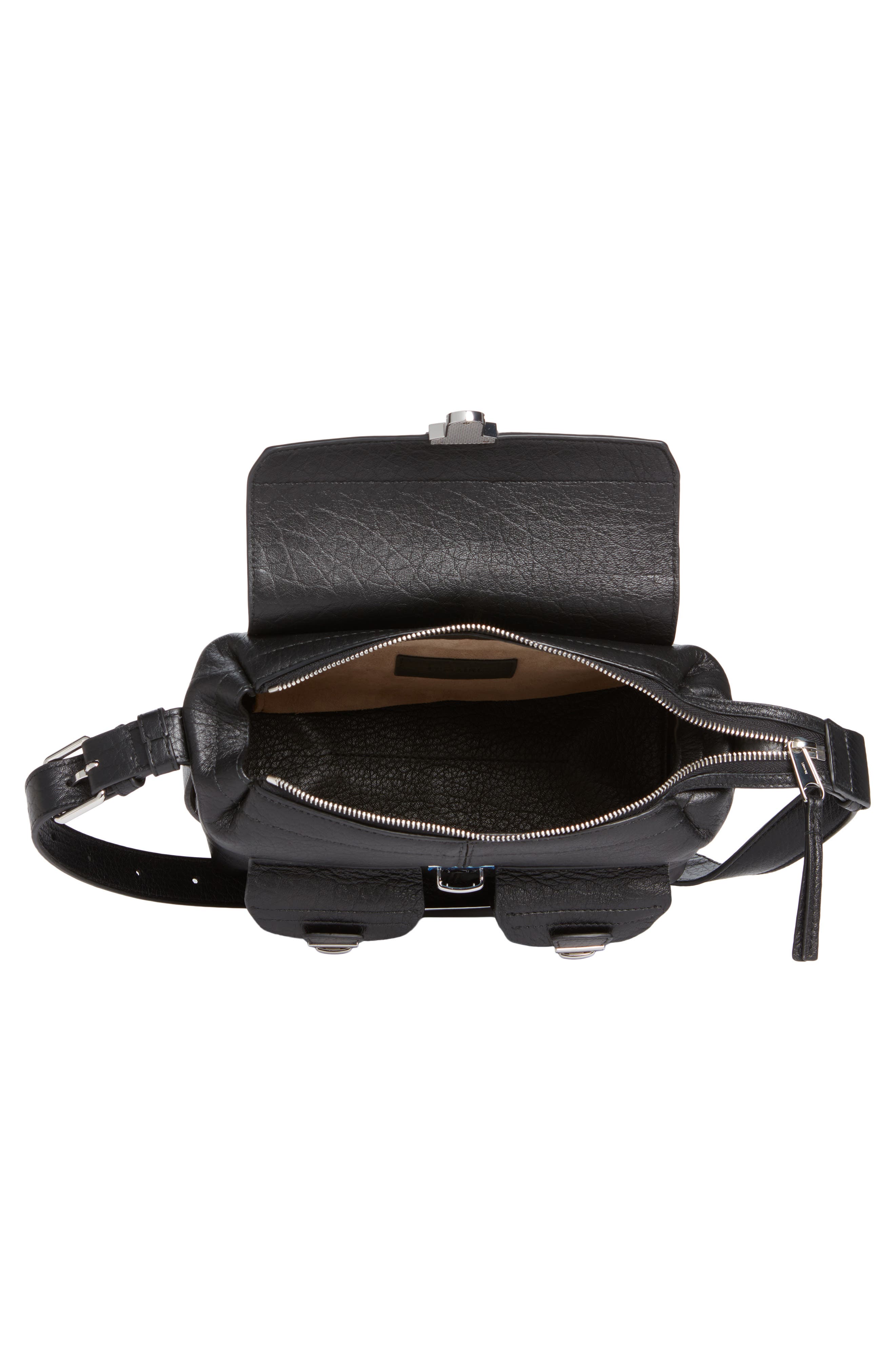 Mini Soft Gear Leather Shoulder Bag, Alternate, color, BLACK