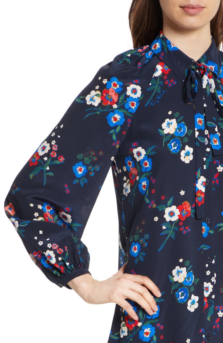 Tory Burch Gabrielle Floral Silk Shirtdress, Alternate, color,
