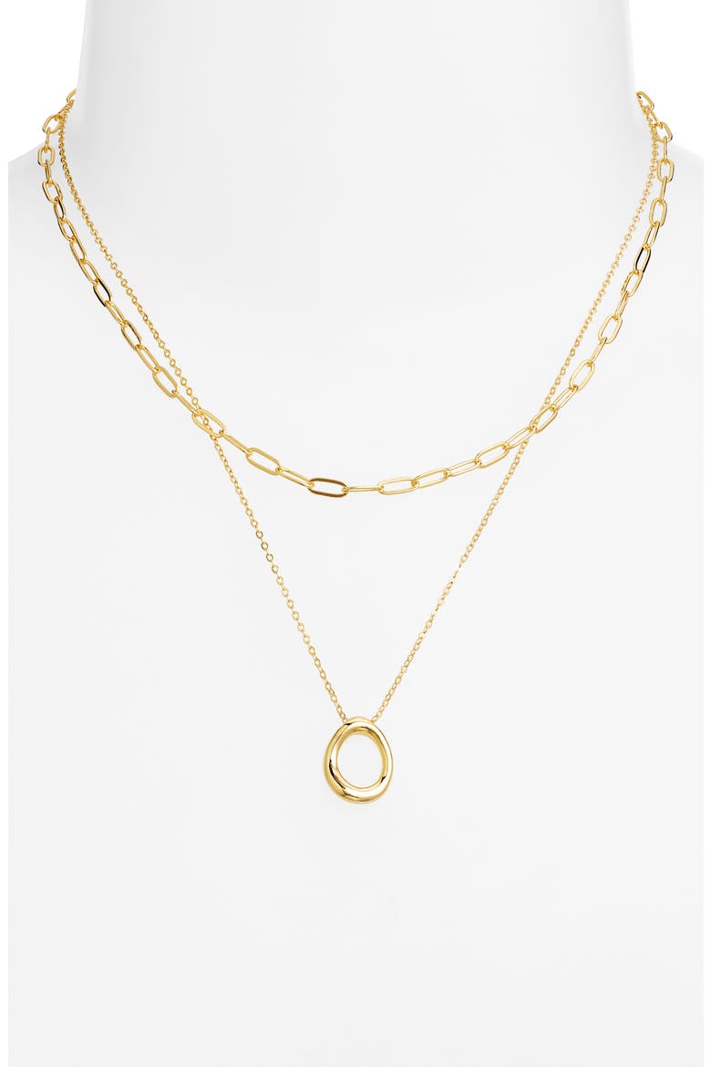Demi Fine Paper Clip Pendant Necklace, Alternate, color, 14K GOLD PLATED