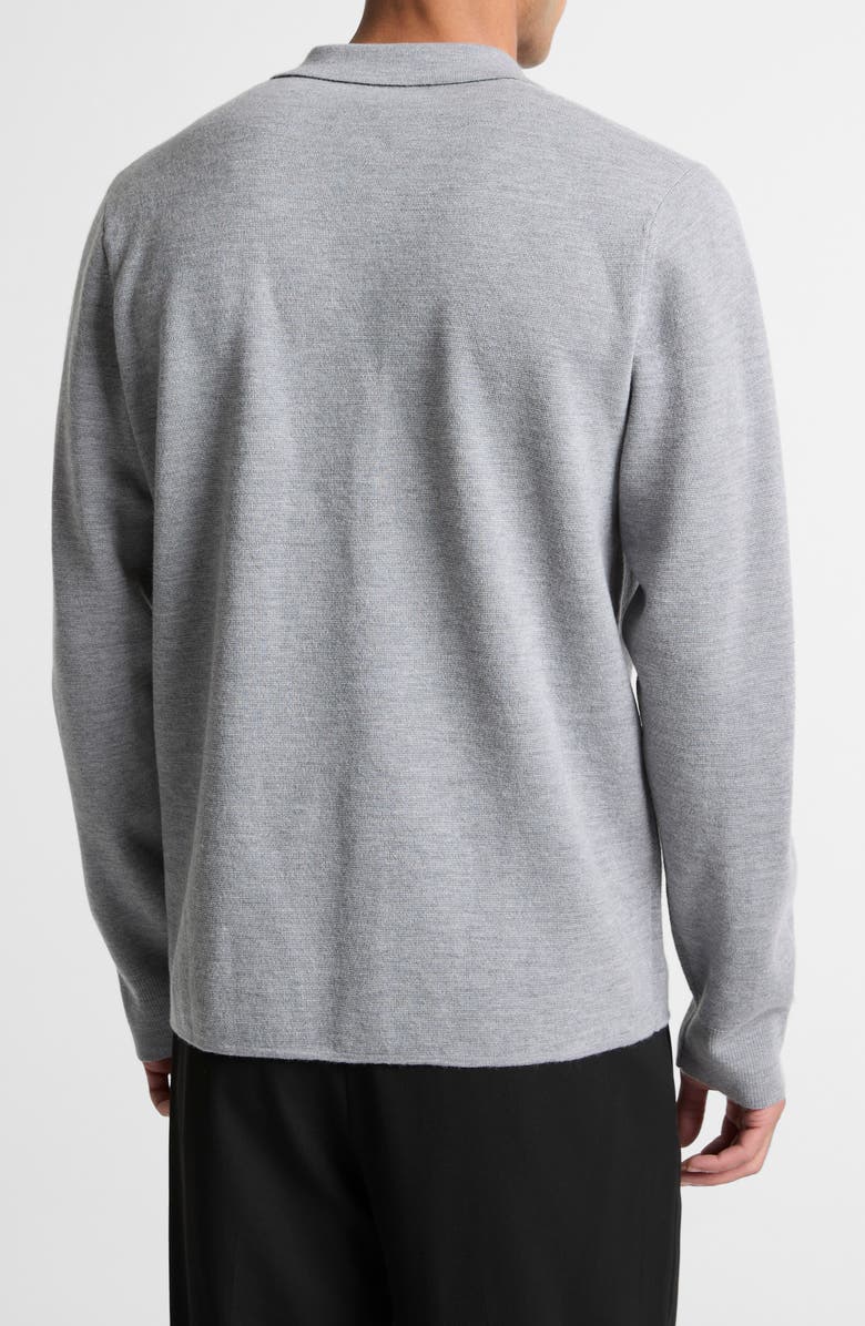 Vince Milano Knit Long Sleeve Merino Wool Polo Sweater, Alternate, color, Heather Grey
