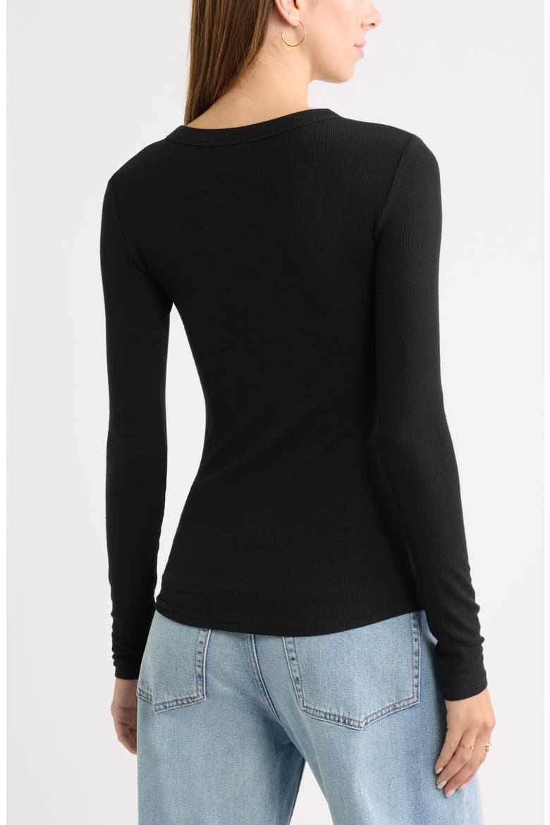 Ribbed Long Sleeve T-Shirt, Alternate, color, BLACK