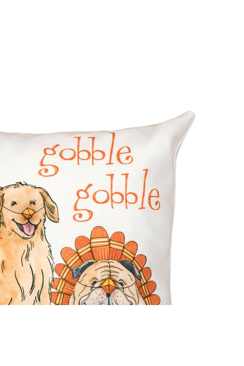 The Gobblers Dog Festive Turkeys Gobble Gobble Premium Indoor/Outdoor Accent Throw Pillow, 18" x 18", Alternate, color, Orange