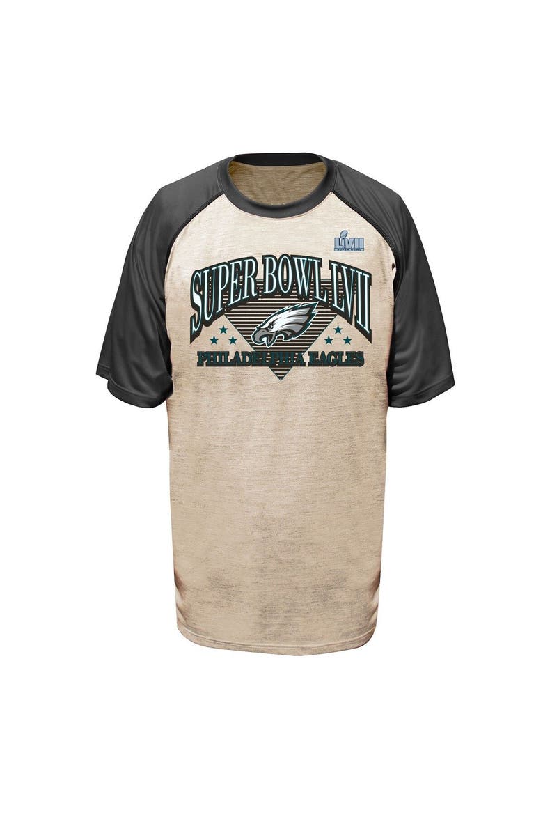 Men's Fanatics Branded Oatmeal/Heather Charcoal Philadelphia Eagles Super Bowl LVII Triangle Strategy Raglan Big & Tall T-Shirt, Main, color, Oatmeal