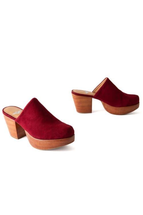 Fortress Ava Clog Mule In Burgundy Suede